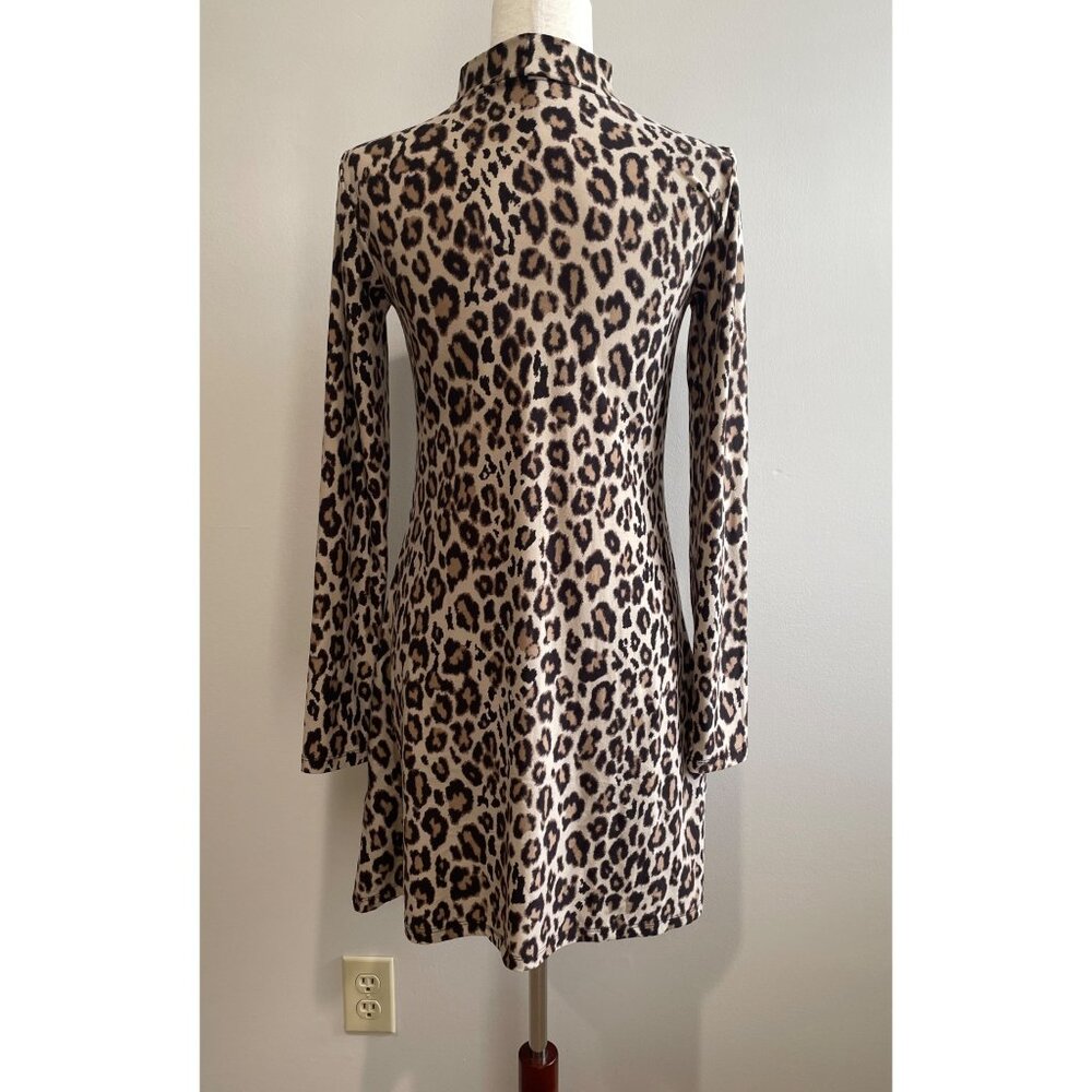 Mudd Mock Neck Leopard Print Fit and Flare Dress Juniors S Long Sleeve Y2K - Picture 2 of 7
